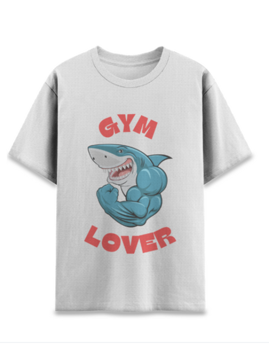 Unisex AOP Sports T-Shirt – Blue Shark Print for Gym Lovers